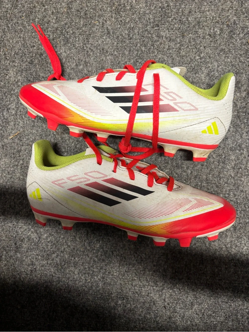 adidas Kids White Red & Lime Green Soccer Cleats